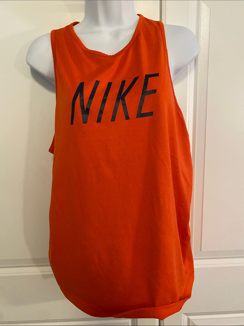 Nike Orange Dri-FIT Performance Tee with Blue Logo